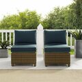 Curtilage 32.5 x 25 x 31.5 in. Outdoor Wicker Chair Set with 2 Armless Chairs, Navy & Weathered Brown-2 Piece CU3046424